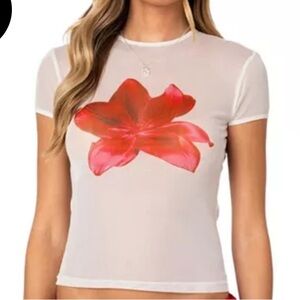 Edikted Aloha Sheet Mesh Tee